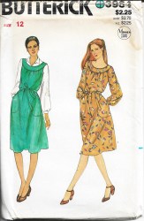 3964 LOOSE PULLOVER LS YOKE DRESS SLVLSS JUMPER, BELT PATTERN 10